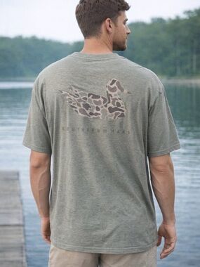 Southern Marsh Duck Camo Graphic Tee in Olive Green, size 3XL, NWT